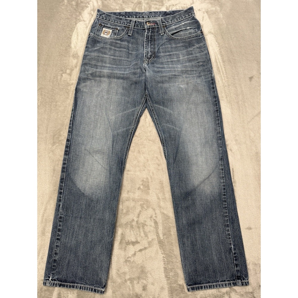 Cinch Jeans Mens 31x32 Bootcut Blue Denim Embroidered Western Cowboy Rodeo Work